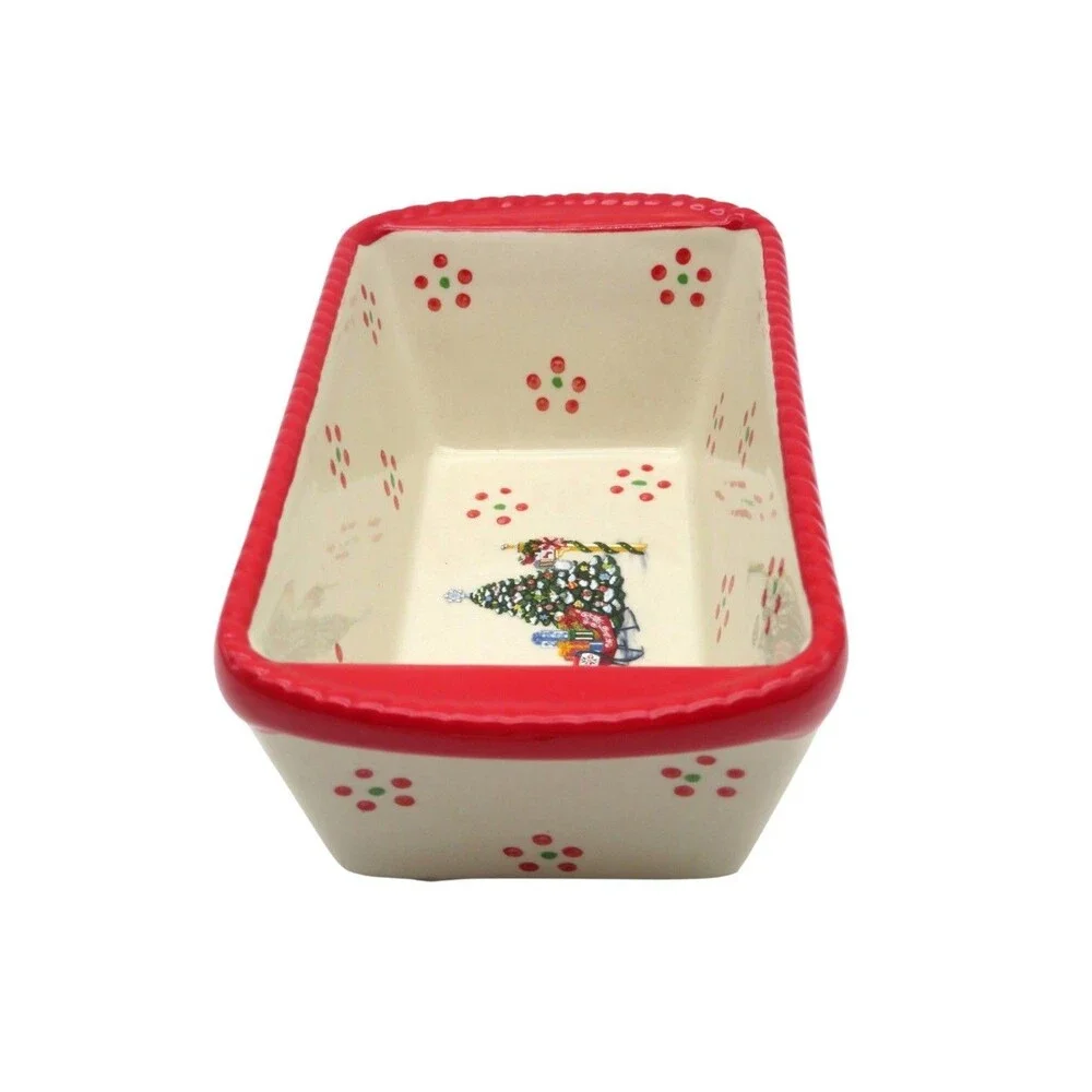 Temptations Old World Holiday Christmas Tree Sleigh Mini Loaf Pan & Storage Lid